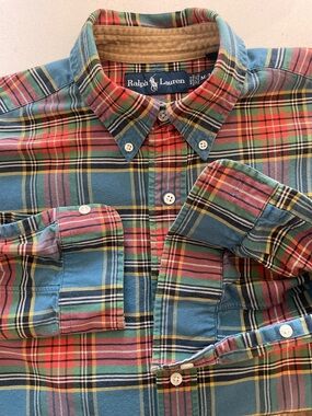 Ralph Lauren- all cotton plaid button up shirt Size Medium